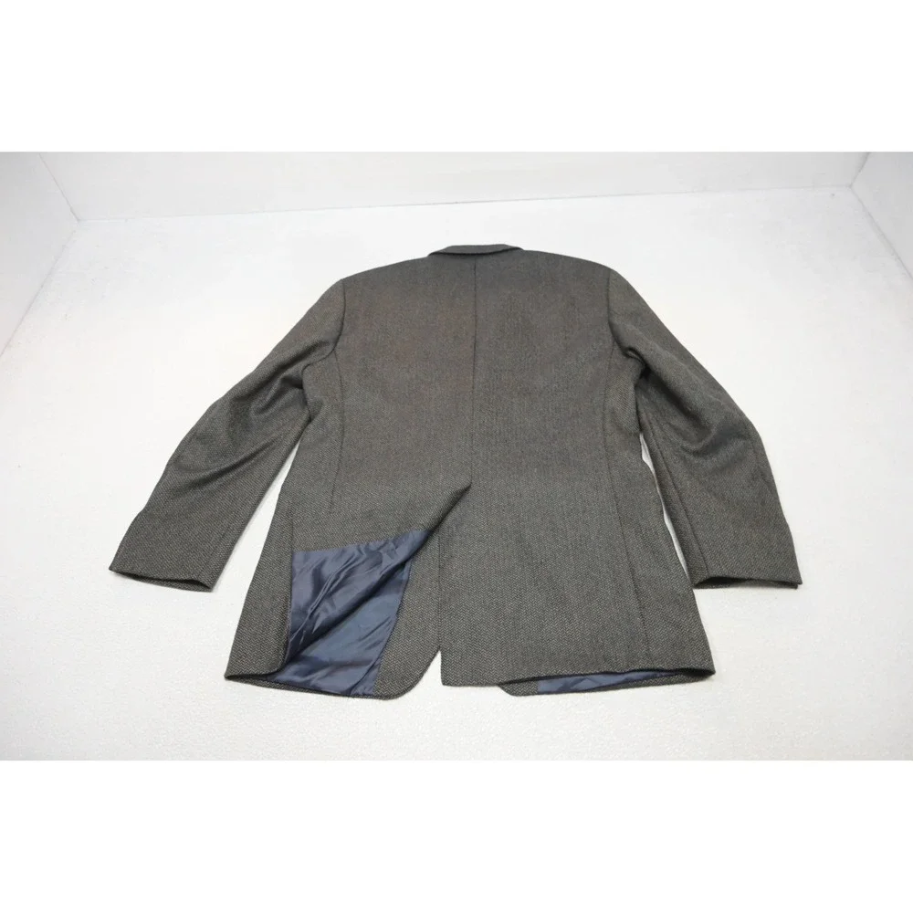 Chaps Ralph Lauren Herringbone Blazer Mens 41R Grey Brown Two Button Wool Blend